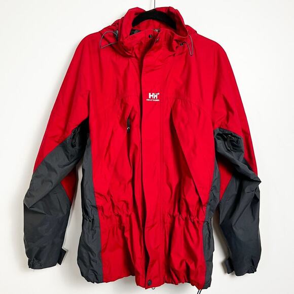 Helly Hansen Womens Winter Ski Jacket Red Medium Cinch Waist Hooded - Picture 1 of 9